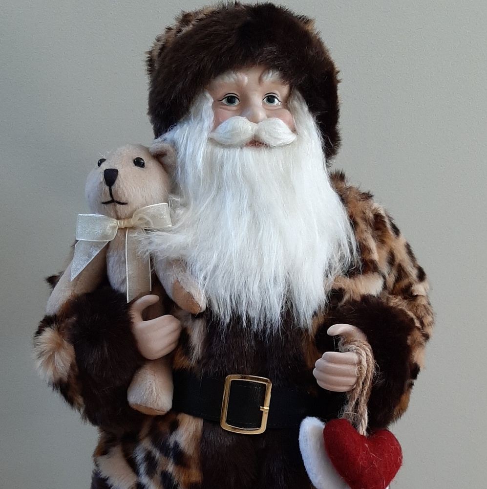 Dennis Basso 18" Animal Print Faux Fur Santa